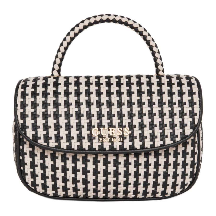 GUESS Artificial Leather One Shoulder Handbag Women's Black & White