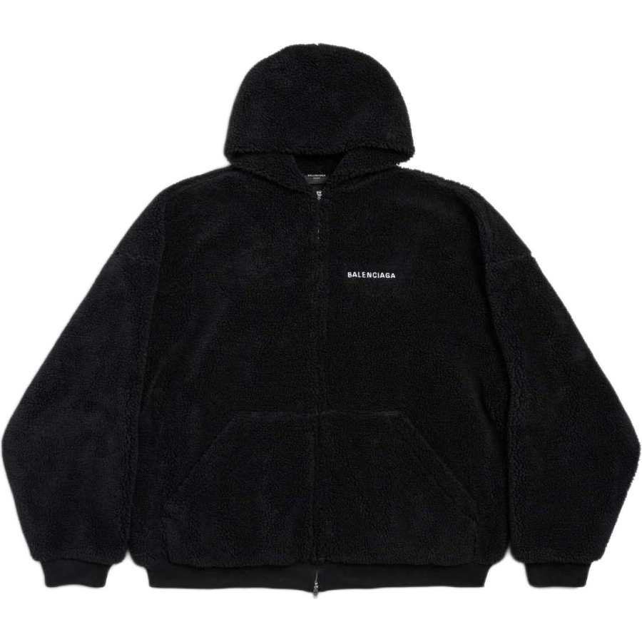 Balenciaga Logo Embroidered Zip-Up Hoodie