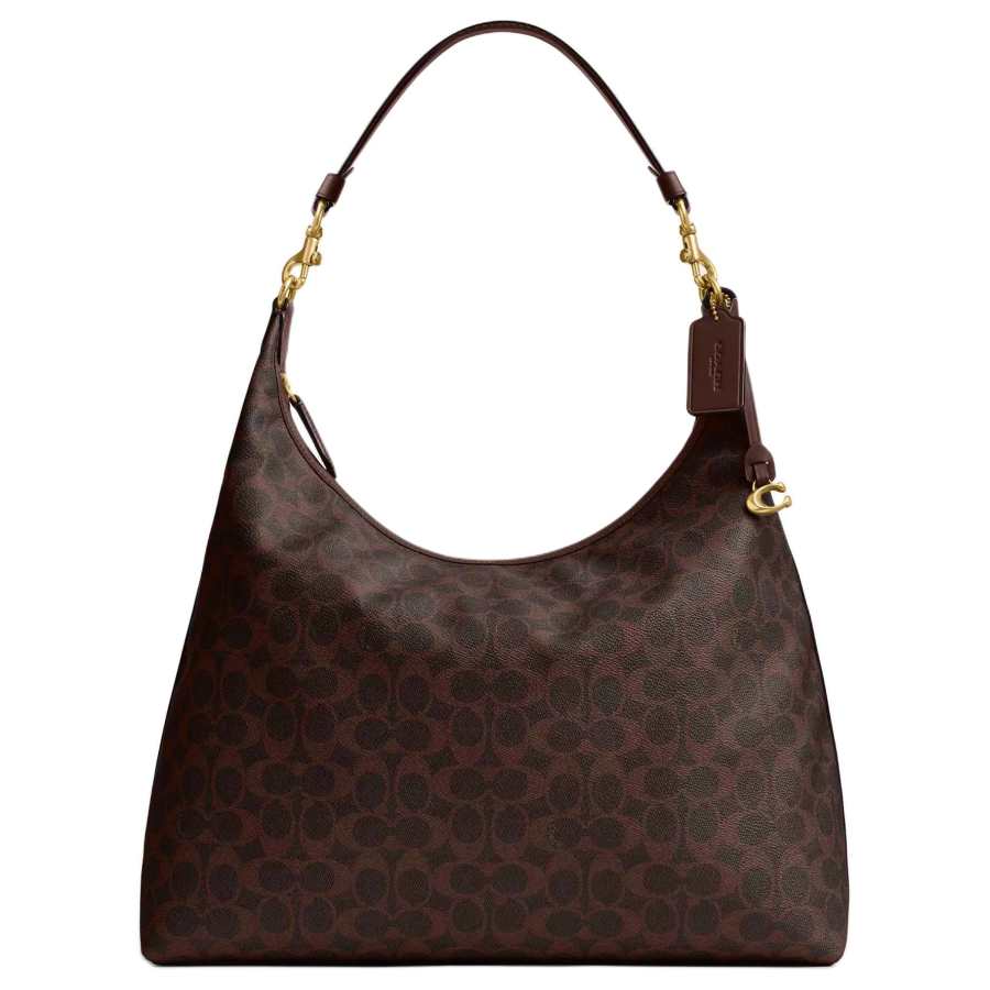 COACH Juliet Signature Coated Canvas With Refined Calfskin Shoulder Bag Large Women's Maple