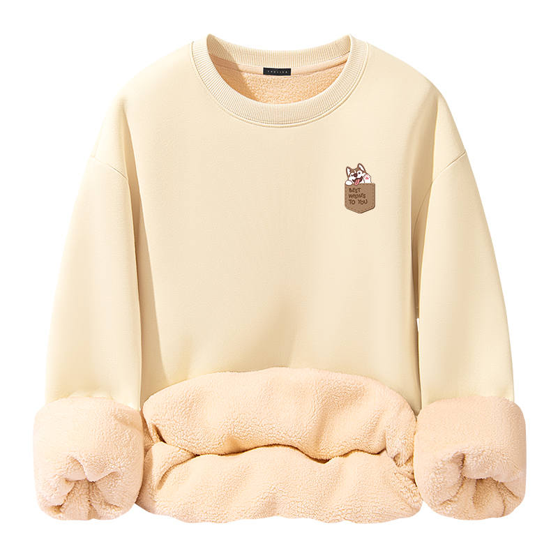 Tonlion Sweatshirts Unisex Crew Neck Thickened Regular