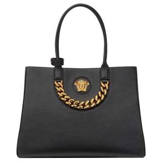 VERSACE La Medusa Cow Leather Handbag Large Women's Black