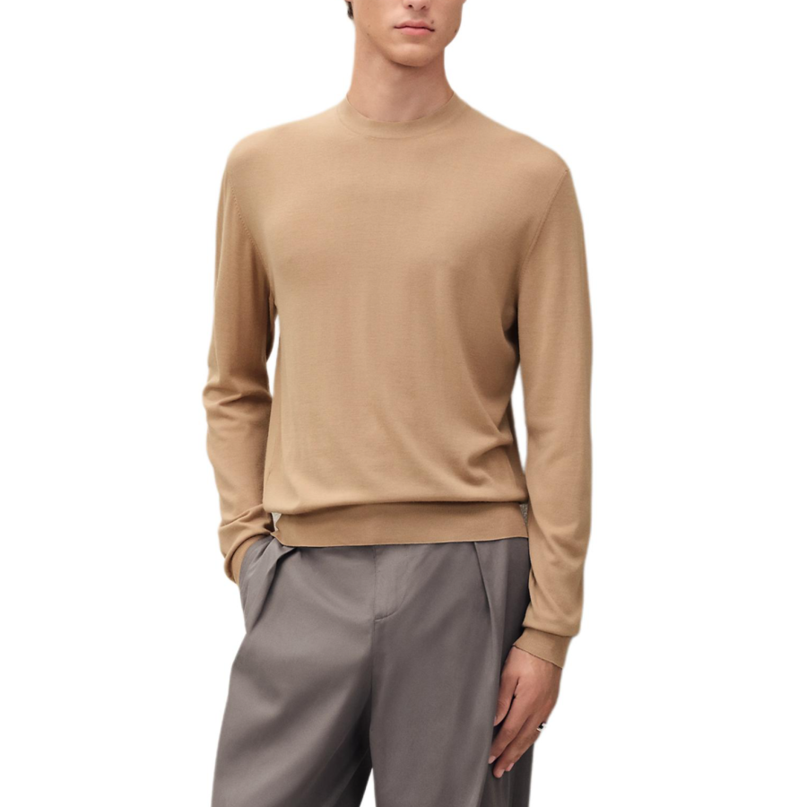 HERMES HERMES Sweaters Men's Light Coffee Crew Neck Moderate