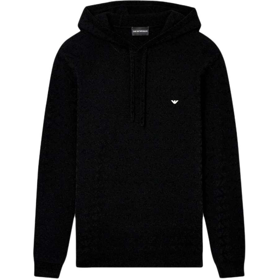 EMPORIO ARMANI Sweaters Men's Black Hooded Non Detachable Moderate