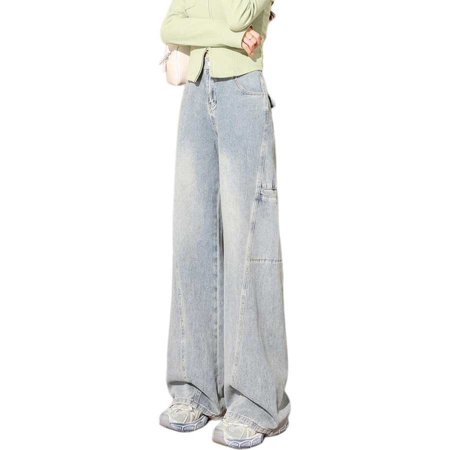 Tonlion Jeans Women's Vintage Blue Moderate Wide Leg Pants