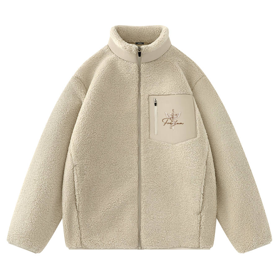 MINISO Velvet Jackets Unisex Stand Collar Thickened And Fleece Lined