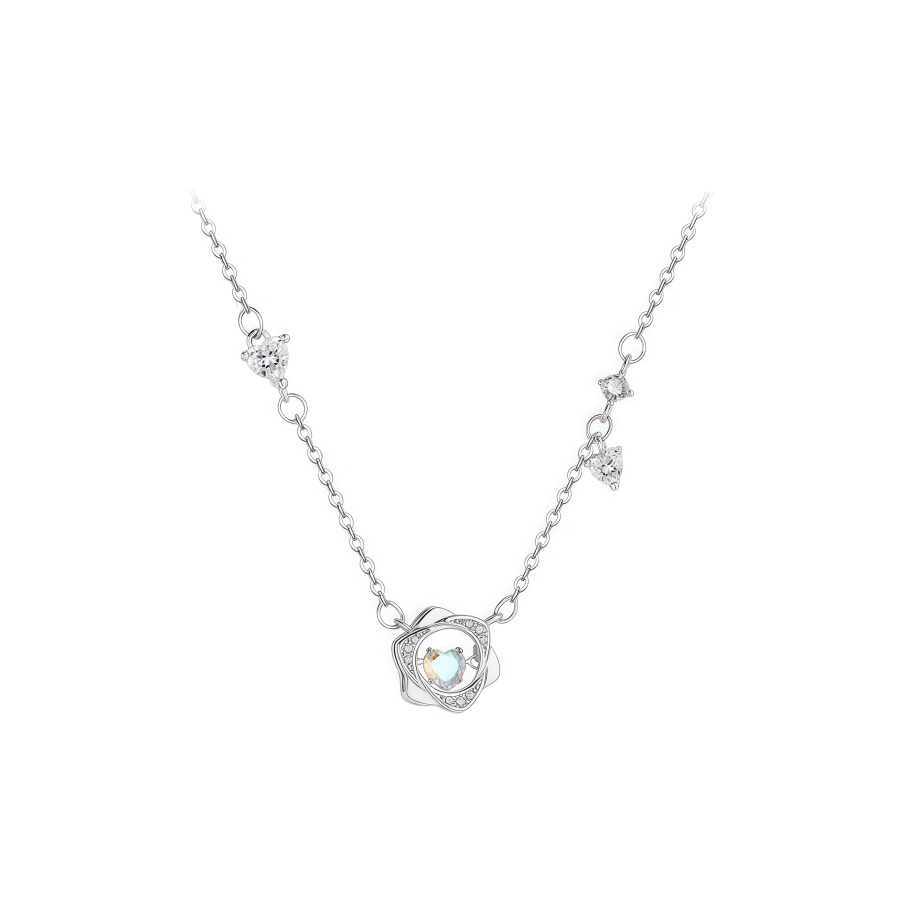 Barbie 999 Fine Silver Synthetic Cubic Zirconia Necklaces Women's