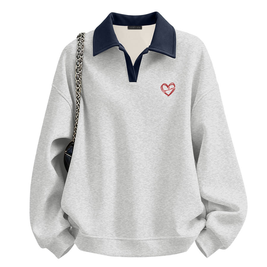 Tonlion Sweatshirts Women's Lapel Thickened Regular