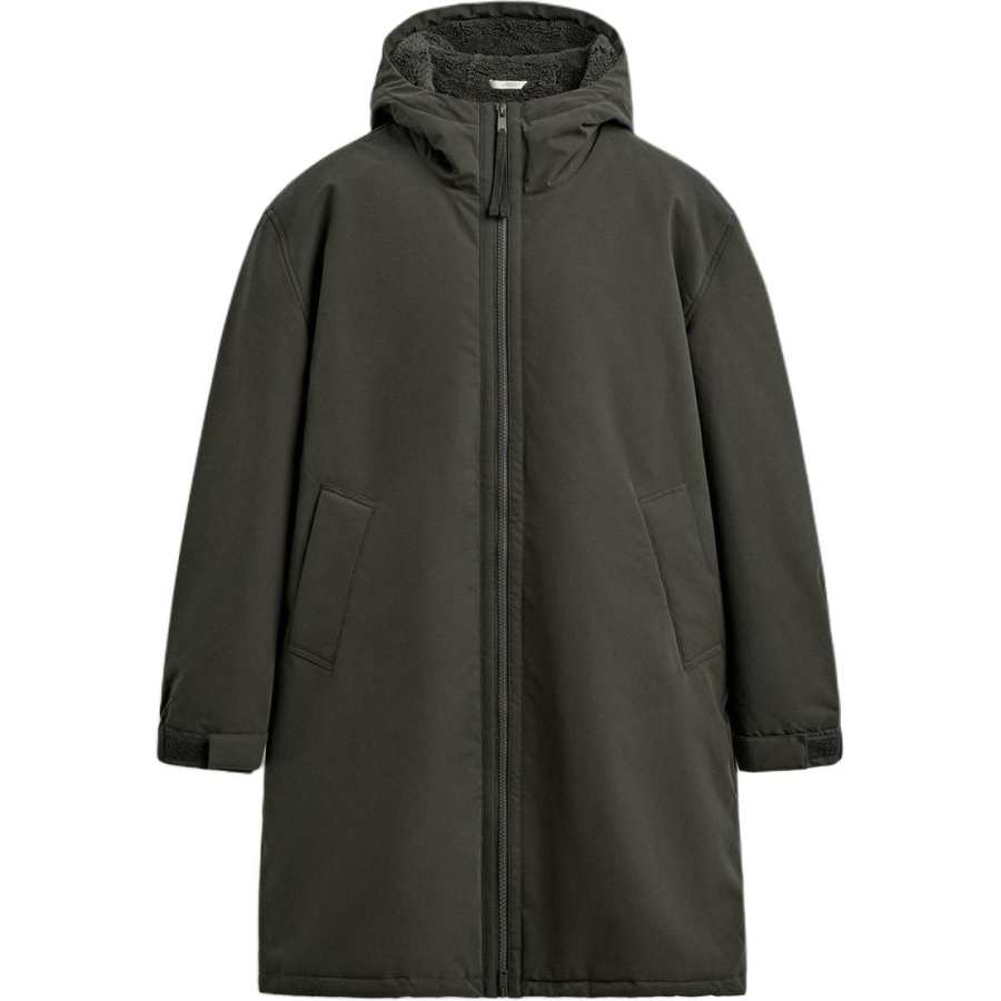 ZARA Puffer Jackets Men's Khaki Hooded Non Detachable Moderate Puffer Jacket