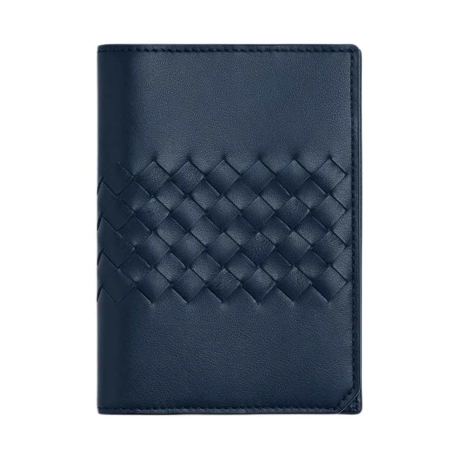 Bottega Veneta Intrecciato Calfskin Passport Holder Small Men's Neptune Blue