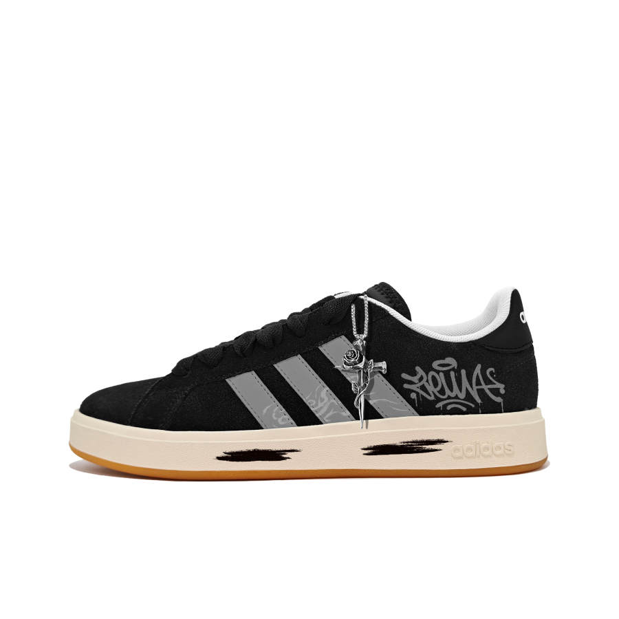 Adidas Adidas Grand Court Base 00s Gothic Knight Abrasion Resistant Low top Skateboard Shoes Unisex Black Gray