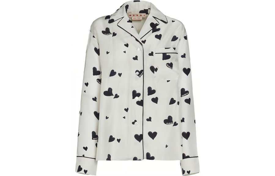 MARNI Bunch Of Hearts Silk Pajama Shirt
