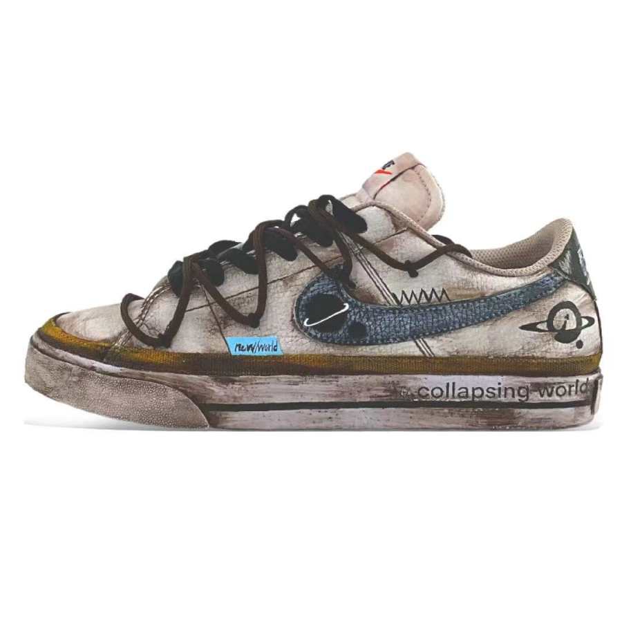 Nike Nike Court Legacy Wasteland World Wear resistant And Lightweight Low top Skateboard Shoes Men's White Brown