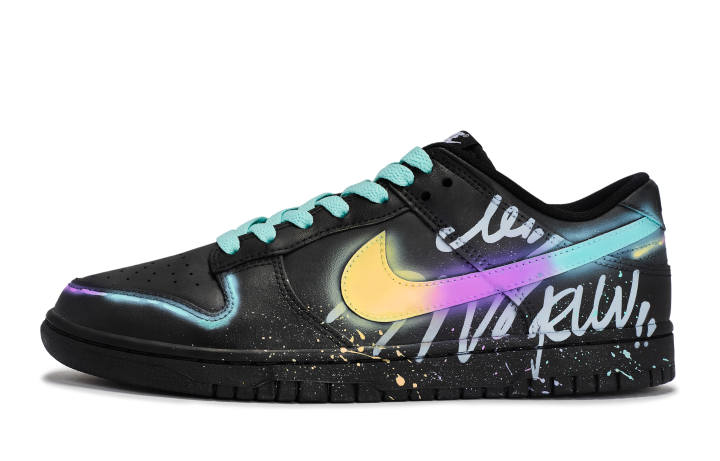 Nike Nike Dunk 811 Manufacturing, Neon Graffiti Low top Skateboard Shoes Unisex Black Yellow Purple