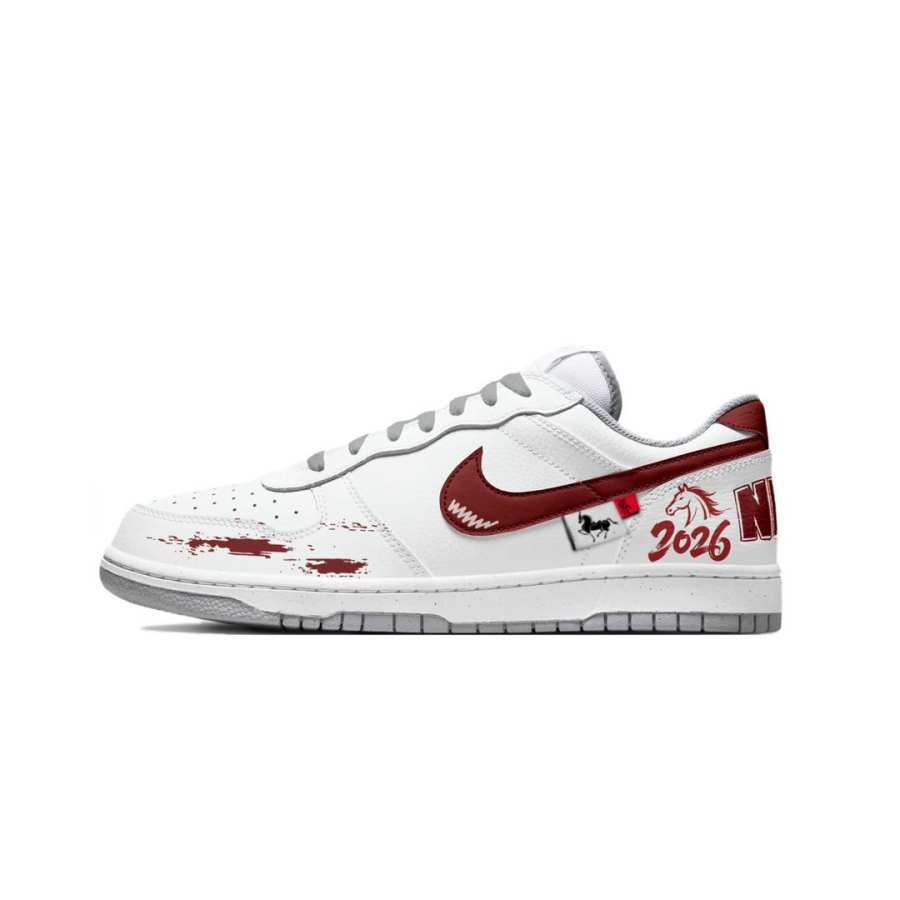 Nike Nike Big Instant Blessing Abrasion Resistant Breathable Low top Skateboard Shoes Men's White Red
