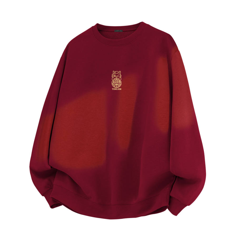 Tonlion Sweatshirts Unisex Crew Neck Thickened Regular