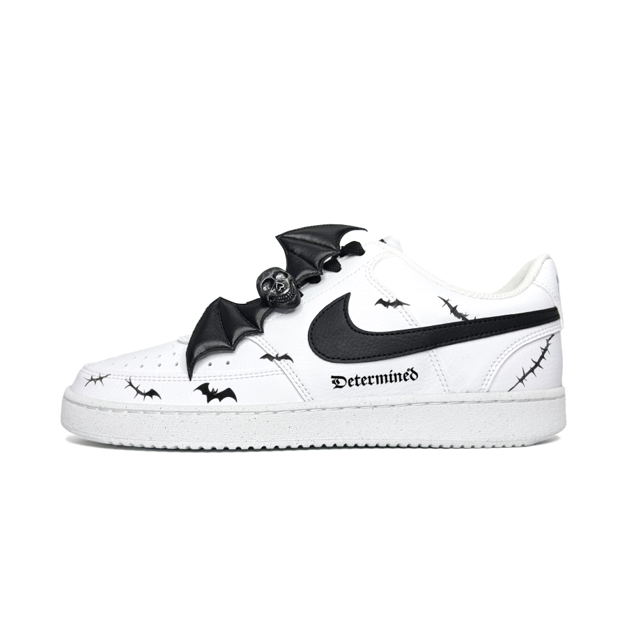 Nike Nike Court Vision 1 Bat Rattan Synthetic Leather Abrasion Resistant Low top Skateboard Shoes Men's Black White