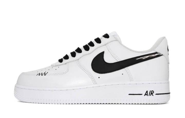 Nike Nike Air Force 1 Laiweifang Box, Black And White Shining Box Leather Abrasion Resistant Abrasion Resistant Low top