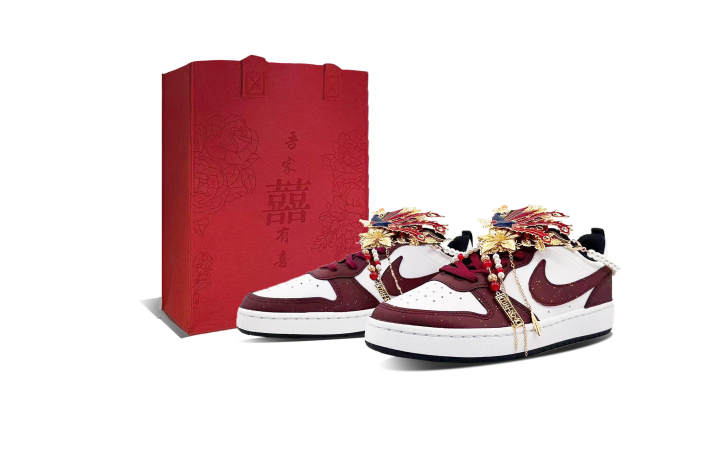 Nike Nike Court Borough 2 Phoenix Love Synthetic Leather Low top Skateboard Shoes Women's Burgundy