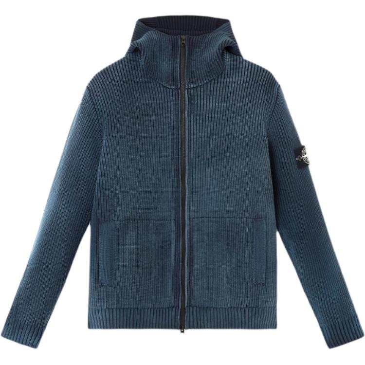 STONE ISLAND Knitwear Men's Marine Blue Hooded Moderate Cardigan