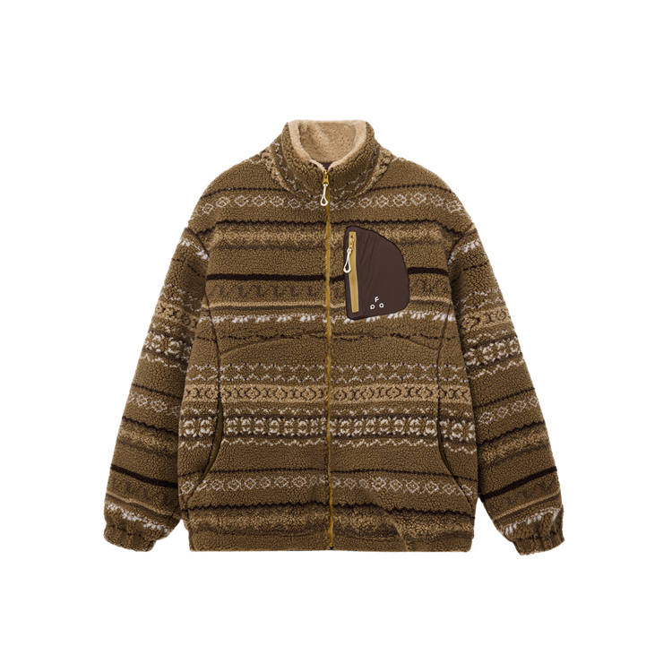 FPA Puffer Jackets Unisex Brown Fur Collar Moderate Puffer Jacket