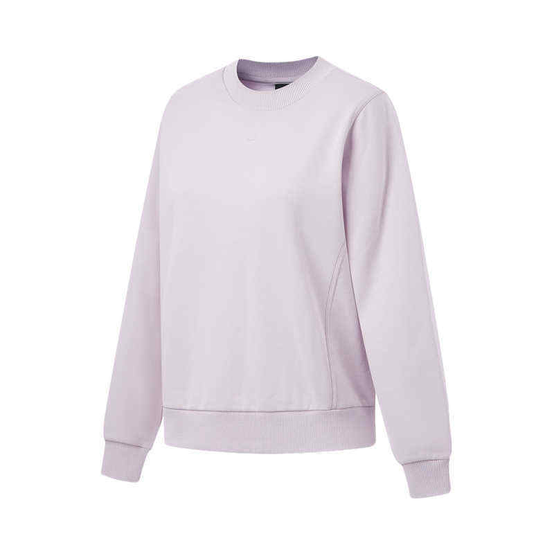 Li-Ning Li Ning Sweatshirts Unisex Silk Purple New Fleece Lined Crew Neck Moderate Regular