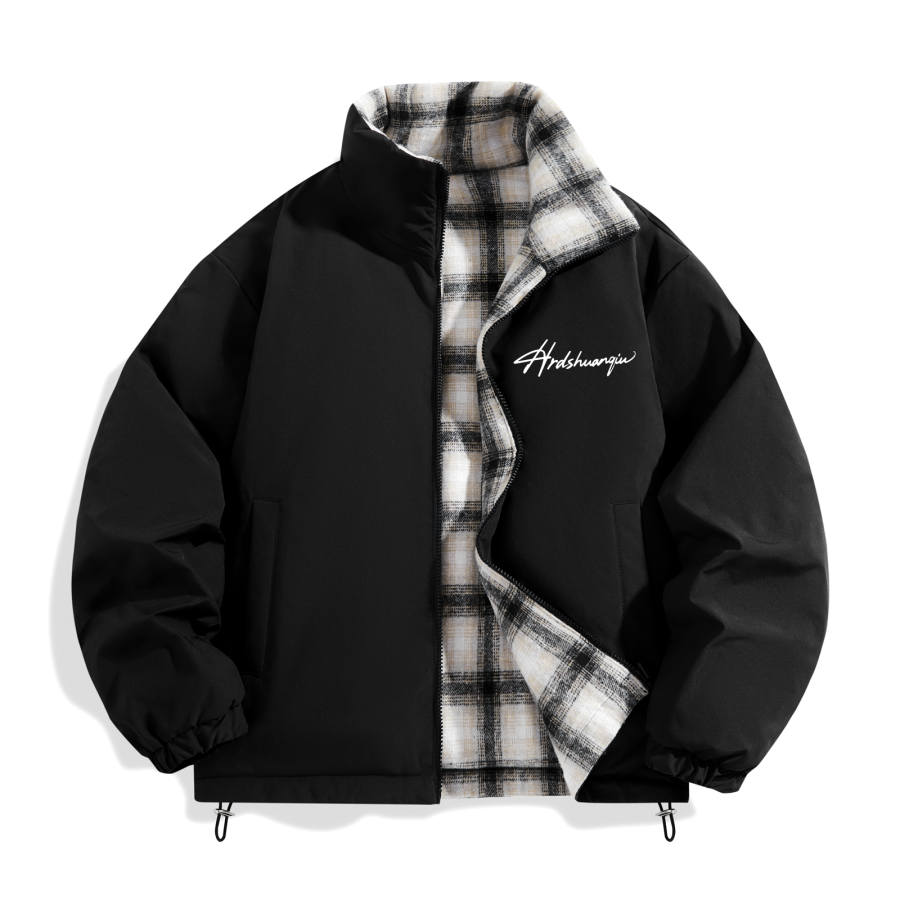 HUANQIU Down Jackets Unisex Stand Collar Thickened Reversible