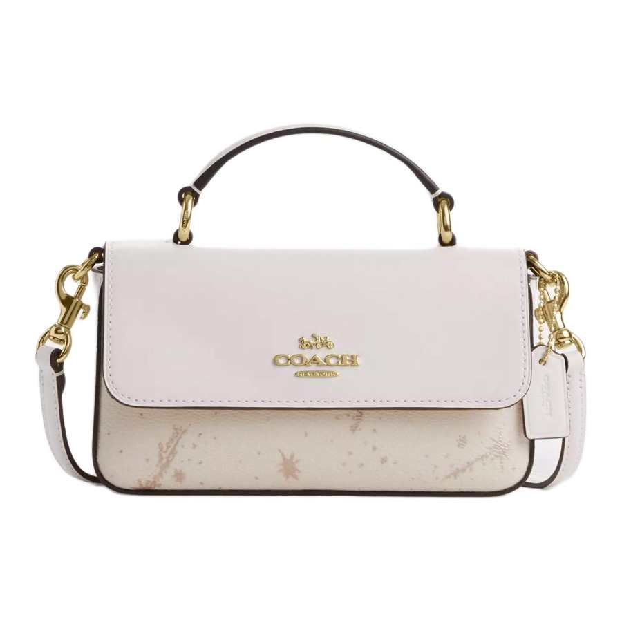 COACH Josie Coated Canvas With Leather Crossbody Handbag Mini Women's Chalk White