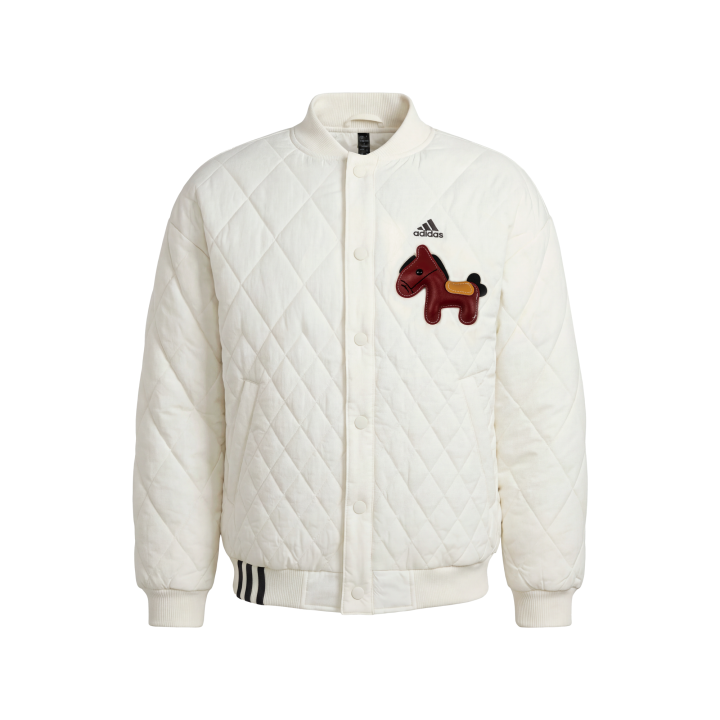 Adidas Adidas Puffer Jackets Unisex Ivory Stand Collar Moderate Quilted Padded Jacket