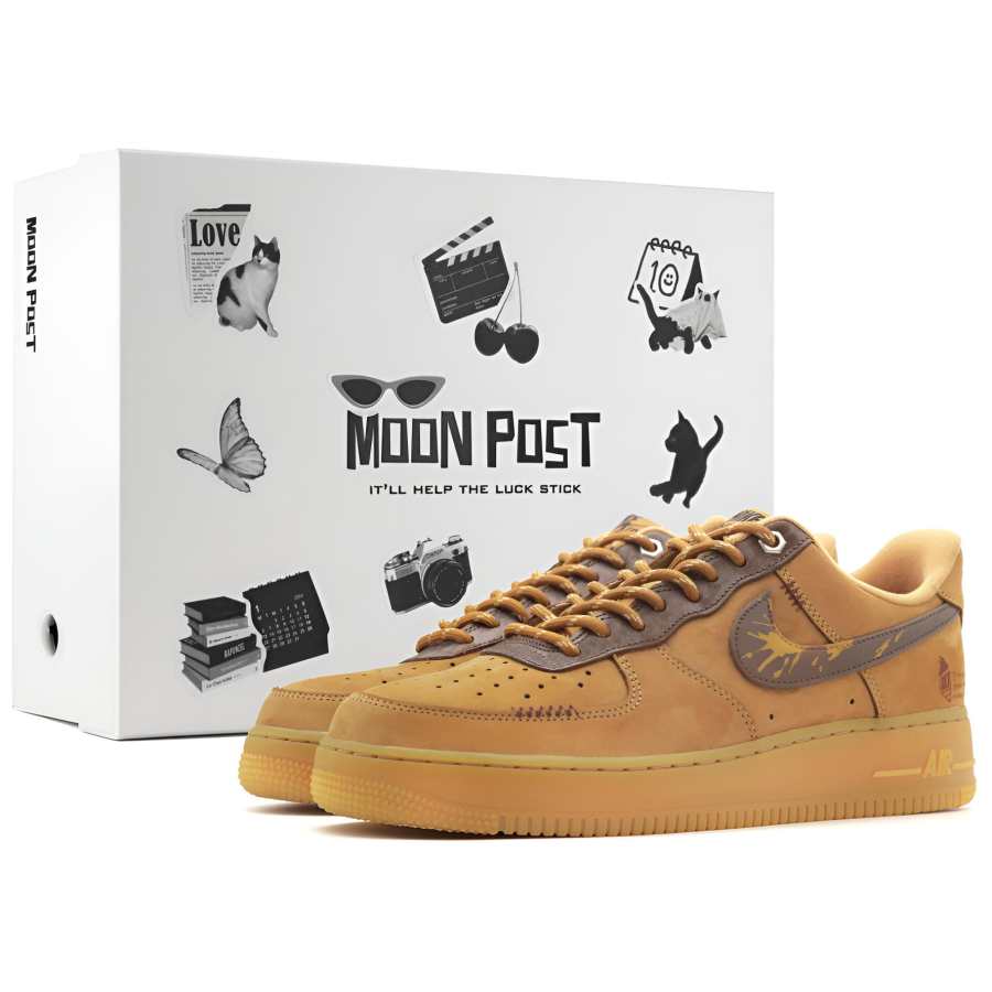Nike Nike Air Force 1 Nightfall Record, Box Abrasion Resistant Low top Skateboard Shoes Men's Yellow Brown