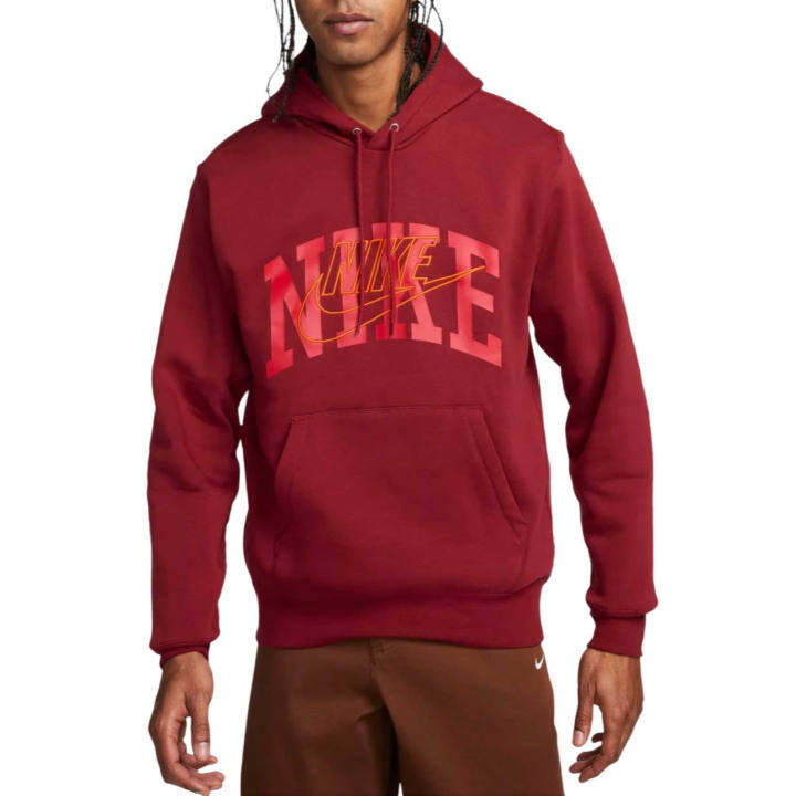 Nike Nike Club Sweatshirts Men's Team Red/Safety Orange Hooded Moderate Regular