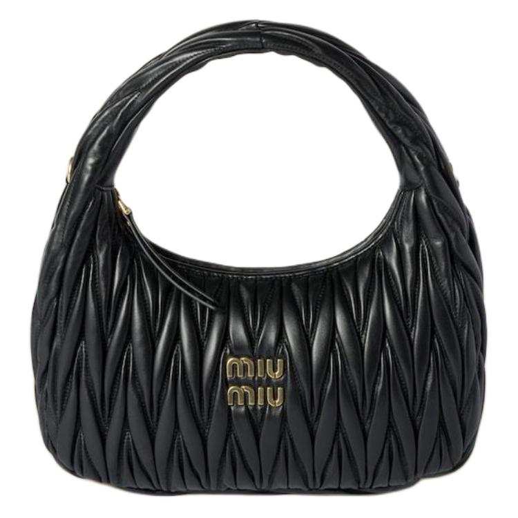 MIU MIU Wander Soft Sheep Leather Handbag Regular Women's Black