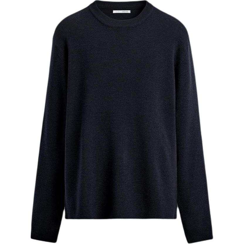 ZARA Knitwear Men's Sea Blue Crew Neck Moderate Other