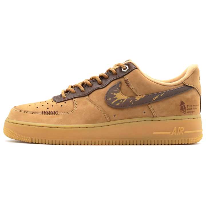 Nike Nike Air Force 1 Nightfall Record Abrasion Resistant Abrasion Resistant Low top Skateboard Shoes Men's Yellow Brown