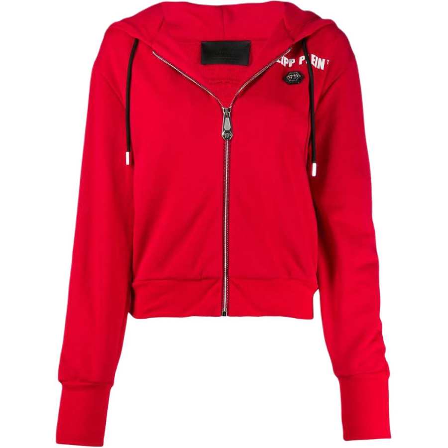 Philipp Plein zip-up logo print hoodie