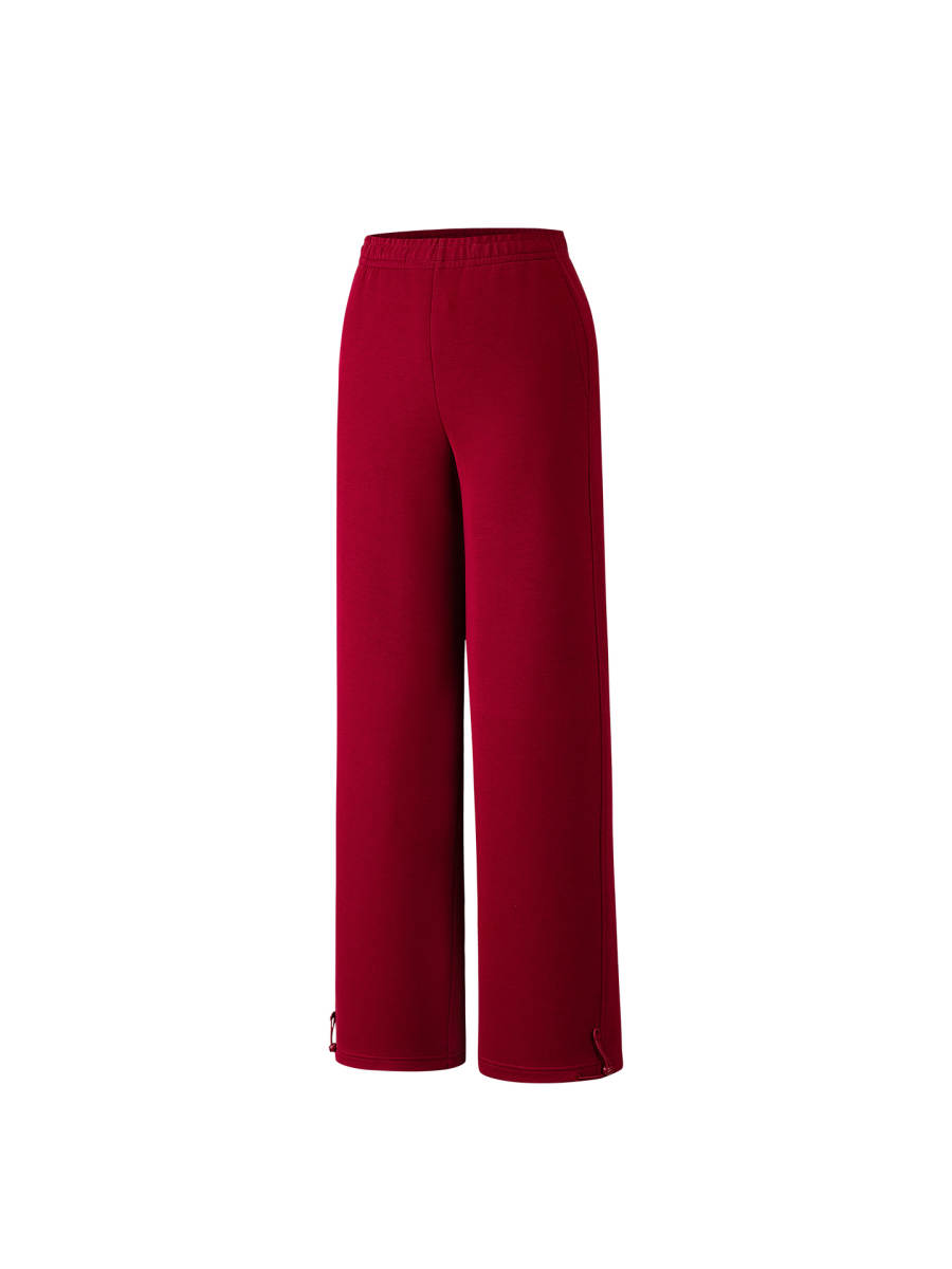 ANTA Knitted Sweatpants Women's Vermilion Red Moderate Straight Fit Pants