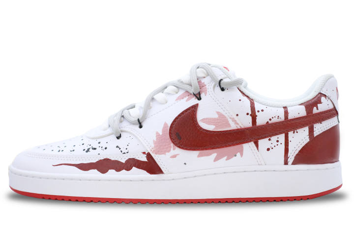 Nike Nike Court Vision Low Abrasion Resistant Low top Skateboard Shoes Unisex White Red