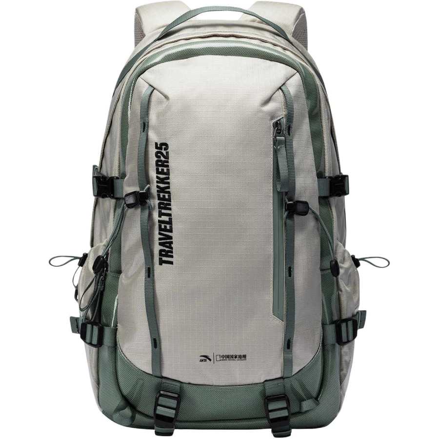 Anta X National Geographic, Collaboration 30L Mountaineering Bag Outdoor Bag Polyamide Warm Jade White Unisex