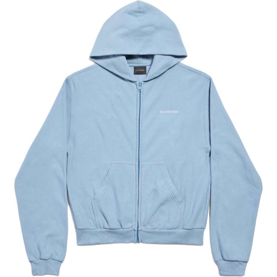 Balenciaga Logo Embroidered Zip-Up Hoodie