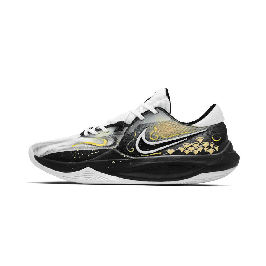 Nike Nike Precision 6 The Glitter Of Human Life Cushioning, Wear Resistant Low top Basketball Shoes Men's Black Gold