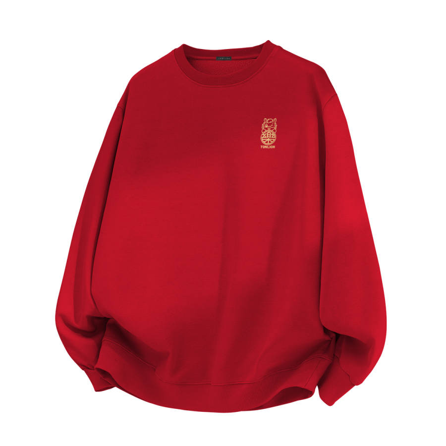 Tonlion Sweatshirts Unisex Crew Neck Thickened Regular