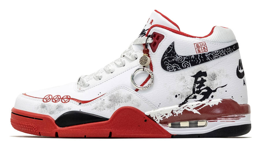 Nike Nike Flight Legacy Dragon Spirit Abrasion Resistant Abrasion Resistant Mid top Vintage Basketball Shoes Men's Red White