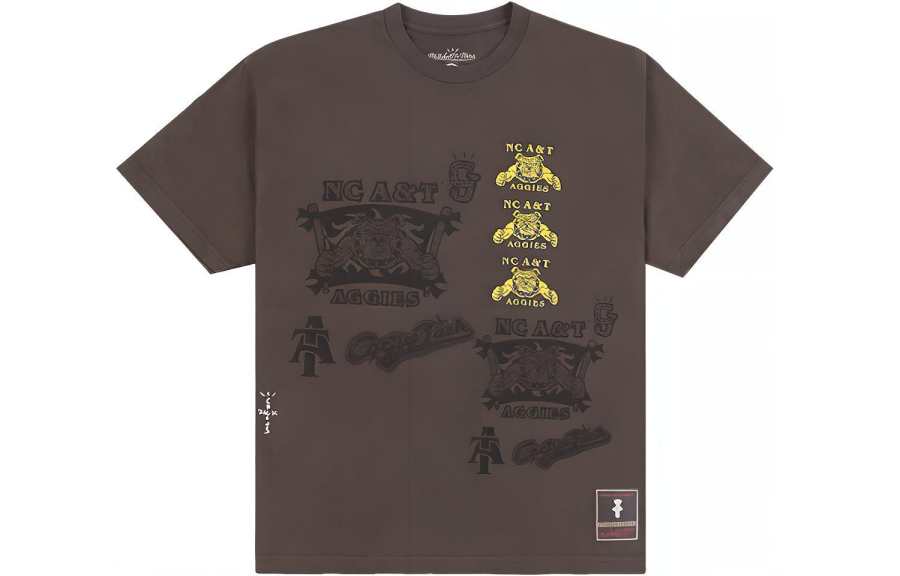 Travis Scott x Mitchell & Ness T Shirt Unisex Brown