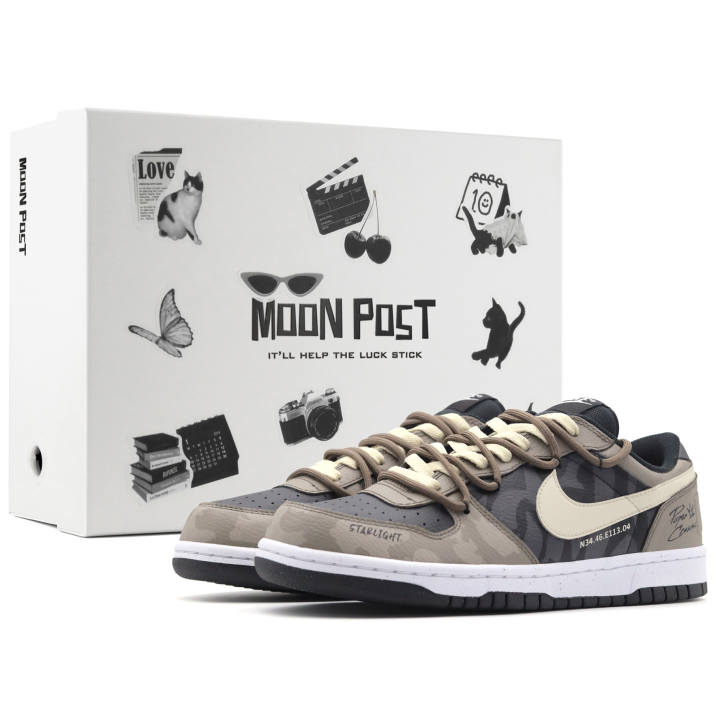 Nike Nike Big Paper Crown Box Abrasion Resistant, Lightweight, And Breathable Low top Skateboard Shoes Men's Black Brown