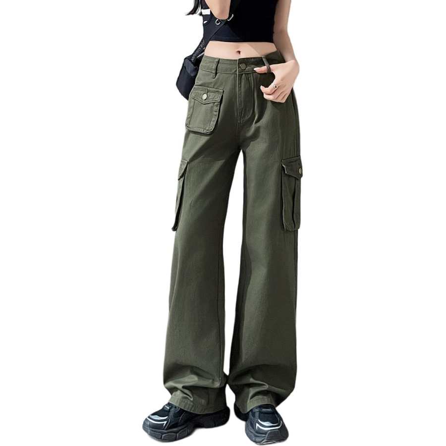 Tonlion Casual Pants Women's Army Green Moderate Cargo Pants