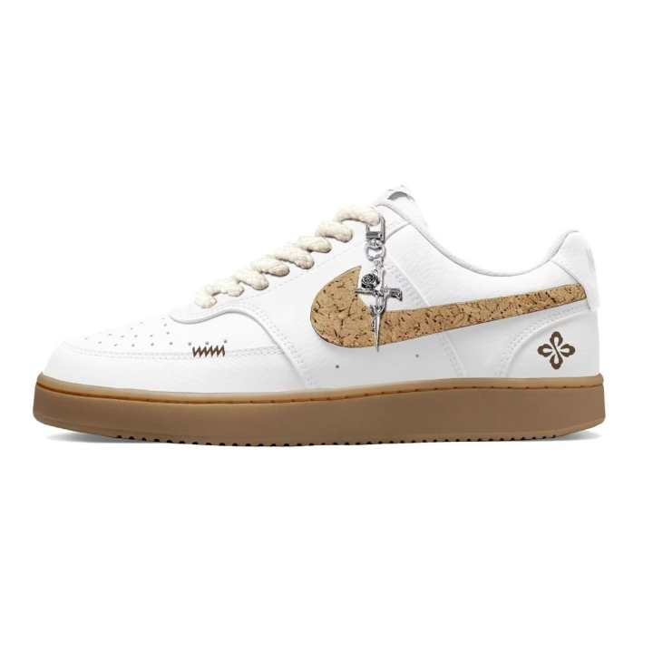 Nike Nike Court Vision 1 Spruce Logs Abrasion Resistant Low top Skateboard Shoes Men's White