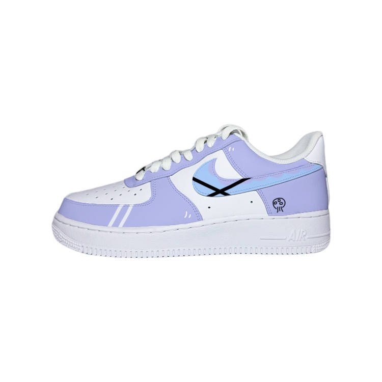 Nike Nike Air Force 1 Jellyfish Rain Abrasion Resistant Low top Skateboard Shoes Women's White Blue Purple