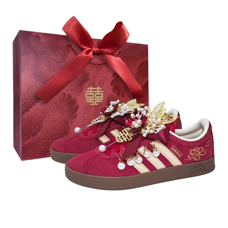 Adidas Adidas Vl Court Classic Love Forever Abrasion Resistant Low top Skateboard Shoes Unisex