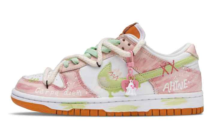 Nike Nike Dunk Guava Sugar Cube Abrasion Resistant Low top Skateboard Shoes Unisex Pink Green