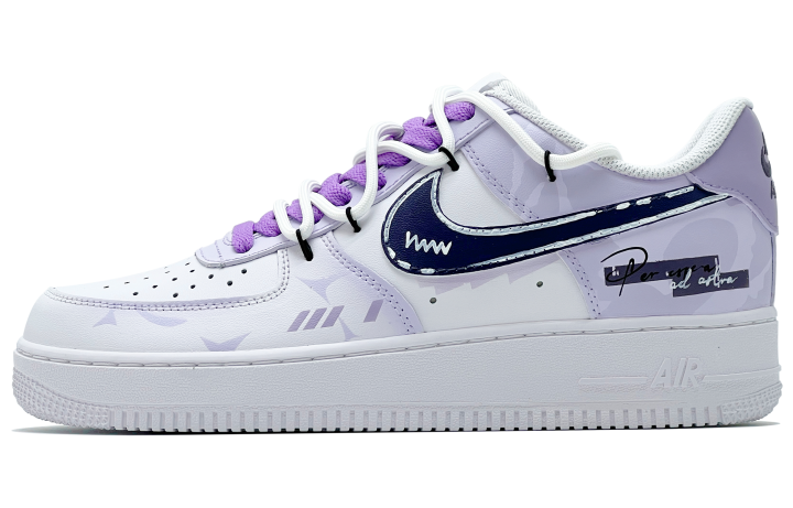 Nike Nike Air Force 1 Cushioning, Wear Resistant Low top Skateboard Shoes Unisex White Purple