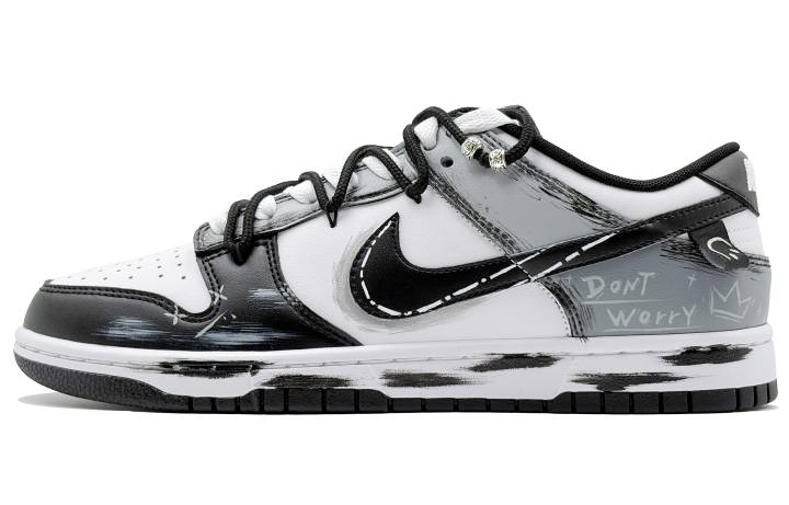 Nike Nike Dunk He Suyu Space, Phantom Shadow Leather Abrasion Resistant Low top Skateboard Shoes Unisex Black White Gray